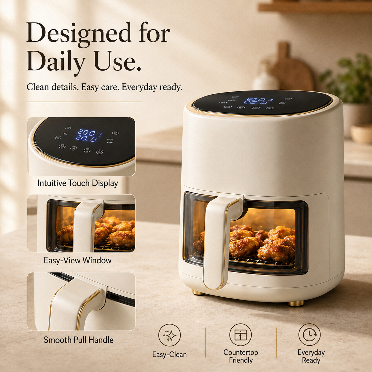 6-in-1 Smart Air Fryer — Crispy Results with Less Oil | Air Fry • Bake • Roast • Grill • Toast • Reheat