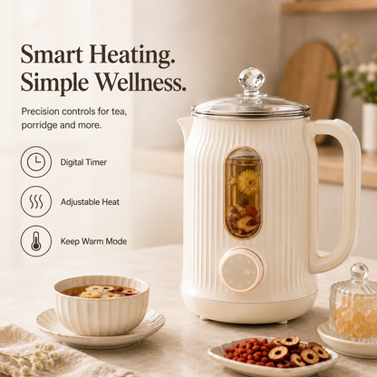 Elegant Frosted Glass Health Pot – 24H Keep Warm, Anti-Dry Burning, Multi-Functional for Nourishing Soup, Herbal Tea & Daily Healthy Living.🌻