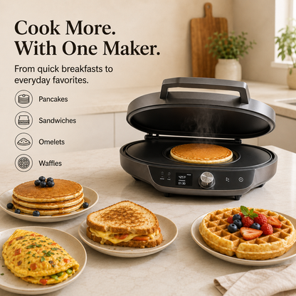 Dual-Sided Non-Stick Electric Pancake Maker – Fast Heating, Temperature Adjustable, Compact Design for Breakfast, Snacks & Daily Home Cooking. 🌿