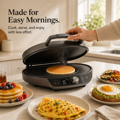 Dual-Sided Non-Stick Electric Pancake Maker – Fast Heating, Temperature Adjustable, Compact Design for Breakfast, Snacks & Daily Home Cooking. 🌿