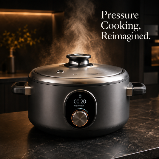 Chef’s Exclusive Diamond-Infused Non-Stick Pressure Cooker – 6QT Ultra-Durable Aluminum Alloy with Smart Touch Control, One-Click Release & Energy-Saving Design, Perfect for Fast, Healthy Home Cooking.🌹