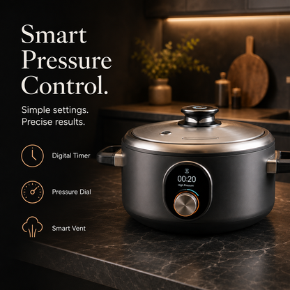 Chef’s Exclusive Diamond-Infused Non-Stick Pressure Cooker – 6QT Ultra-Durable Aluminum Alloy with Smart Touch Control, One-Click Release & Energy-Saving Design, Perfect for Fast, Healthy Home Cooking.🌹