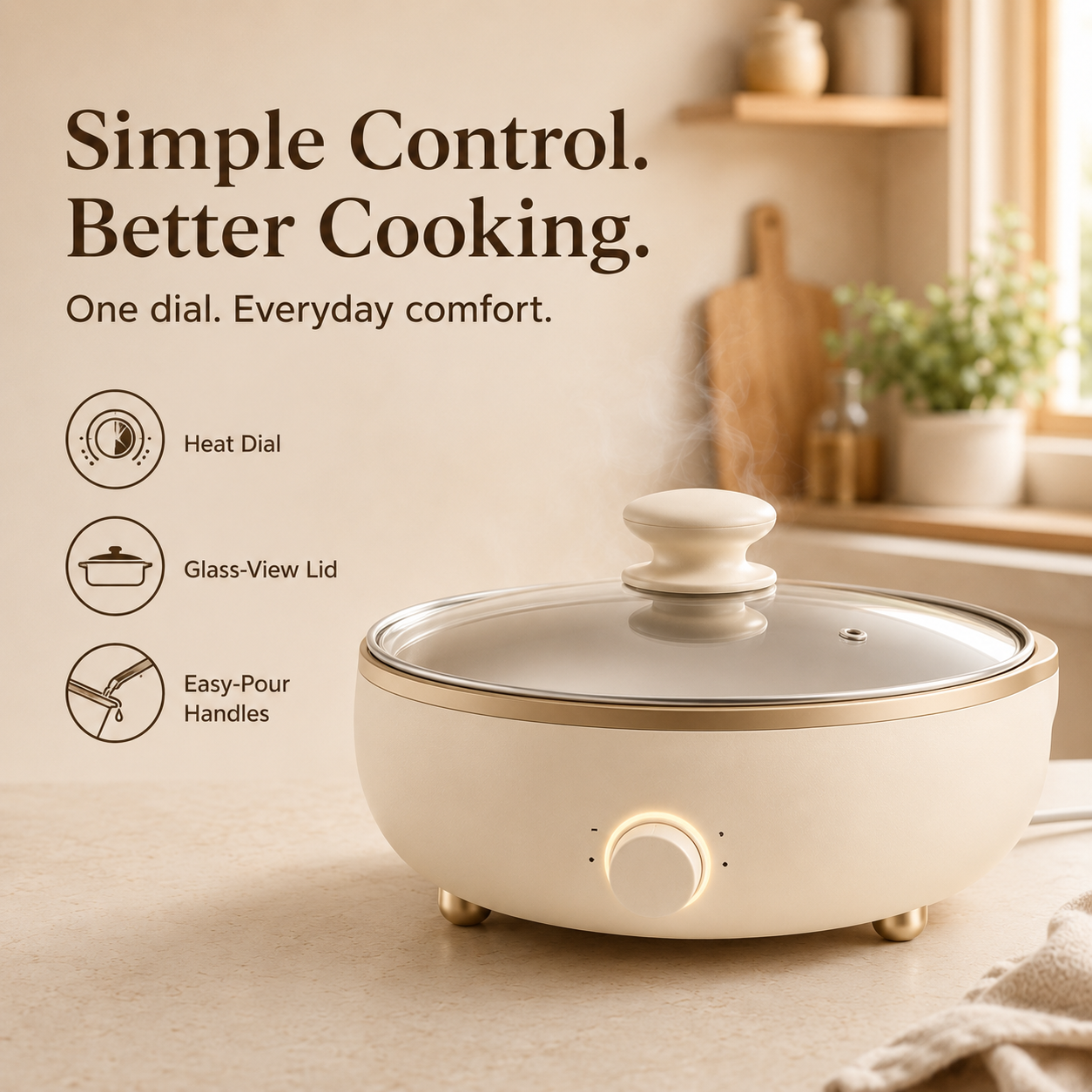 Multi-Purpose Household Electric Hot Pot – Non-Stick Inner Pot, Adjustable Temperature, Fast Heating for Hot Pot, Soup, Stew & Family Meals.🥑