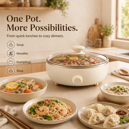 Multi-Purpose Household Electric Hot Pot – Non-Stick Inner Pot, Adjustable Temperature, Fast Heating for Hot Pot, Soup, Stew & Family Meals.🥑