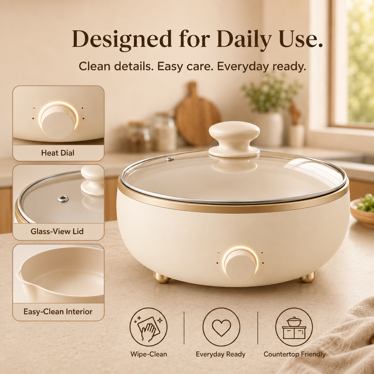 Multi-Purpose Household Electric Hot Pot – Non-Stick Inner Pot, Adjustable Temperature, Fast Heating for Hot Pot, Soup, Stew & Family Meals.🥑