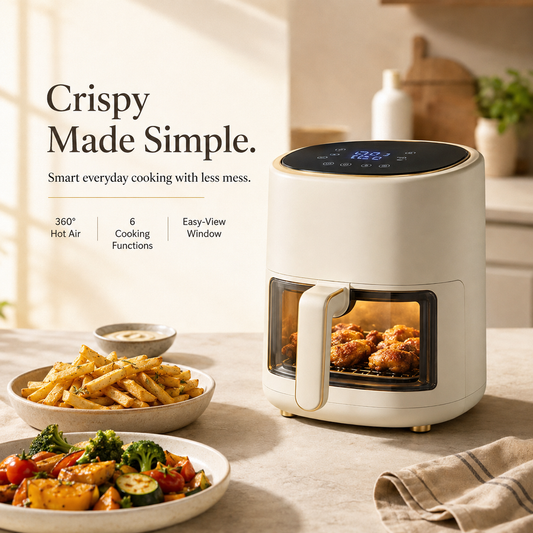 6-in-1 Smart Air Fryer — Crispy Results with Less Oil | Air Fry • Bake • Roast • Grill • Toast • Reheat