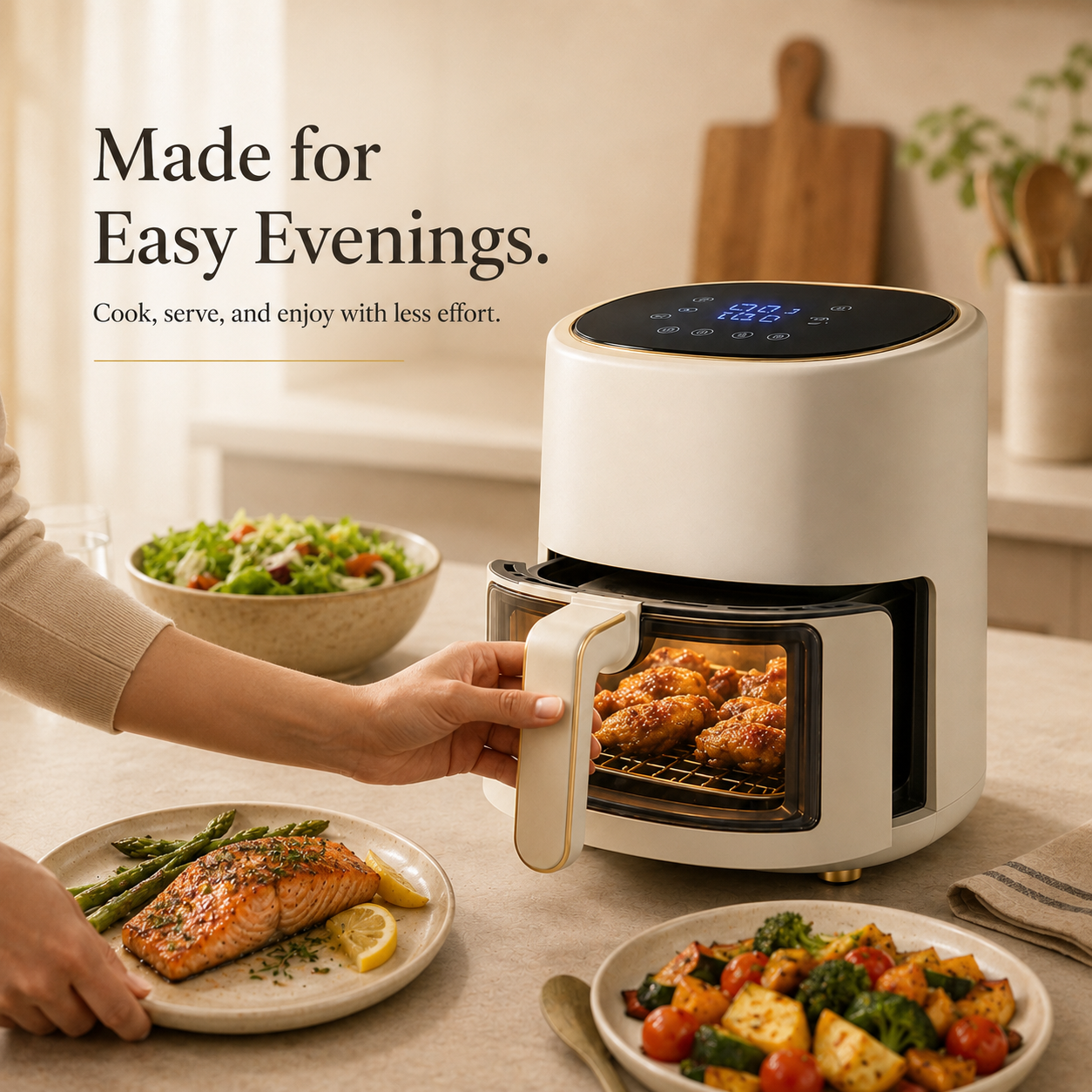 6-in-1 Smart Air Fryer — Crispy Results with Less Oil | Air Fry • Bake • Roast • Grill • Toast • Reheat
